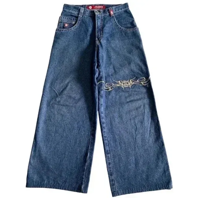 Getadme Jeans Y2K Harajuku Hip Hop Lucky 7 Graphic Print Baggy Jeans Men Women New Gothic High Waist Wide Leg Trousers Streetwear