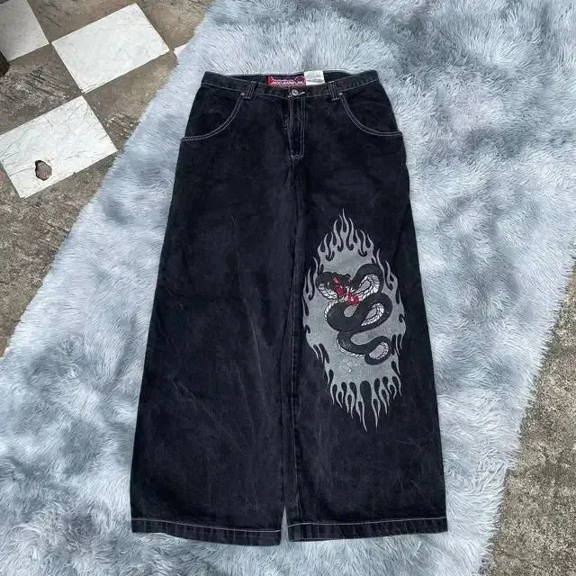 Getadme Jeans Y2K Harajuku Hip Hop Lucky 7 Graphic Print Baggy Jeans Men Women New Gothic High Waist Wide Leg Trousers Streetwear