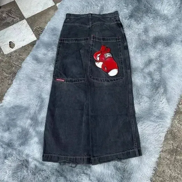 Getadme Jeans Y2K Harajuku Hip Hop Lucky 7 Graphic Print Baggy Jeans Men Women New Gothic High Waist Wide Leg Trousers Streetwear