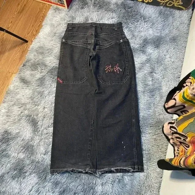 Getadme Jeans Y2K Harajuku Hip Hop Lucky 7 Graphic Print Baggy Jeans Men Women New Gothic High Waist Wide Leg Trousers Streetwear