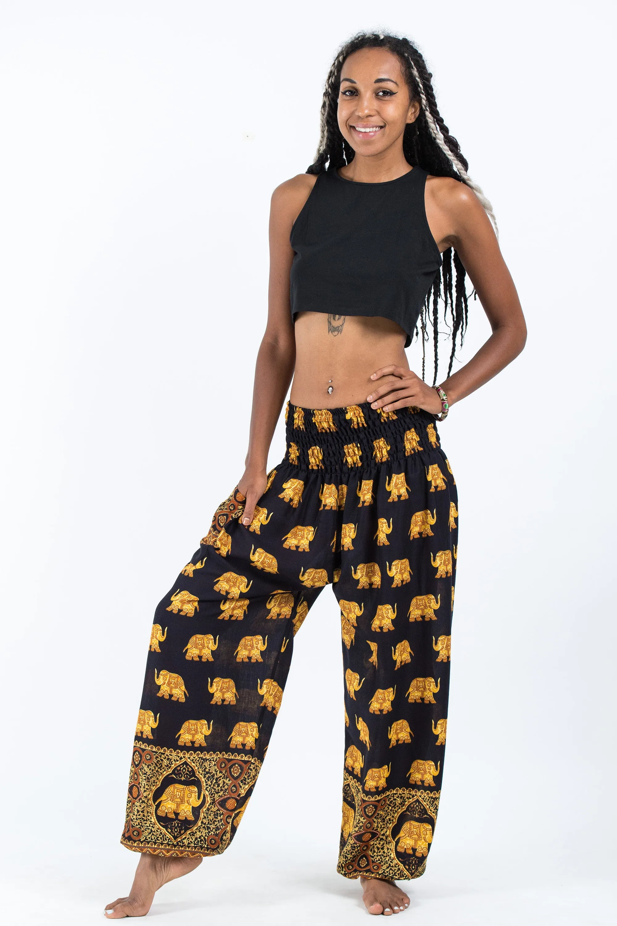 Golden Elephant Women's Elephant Pants in Black
