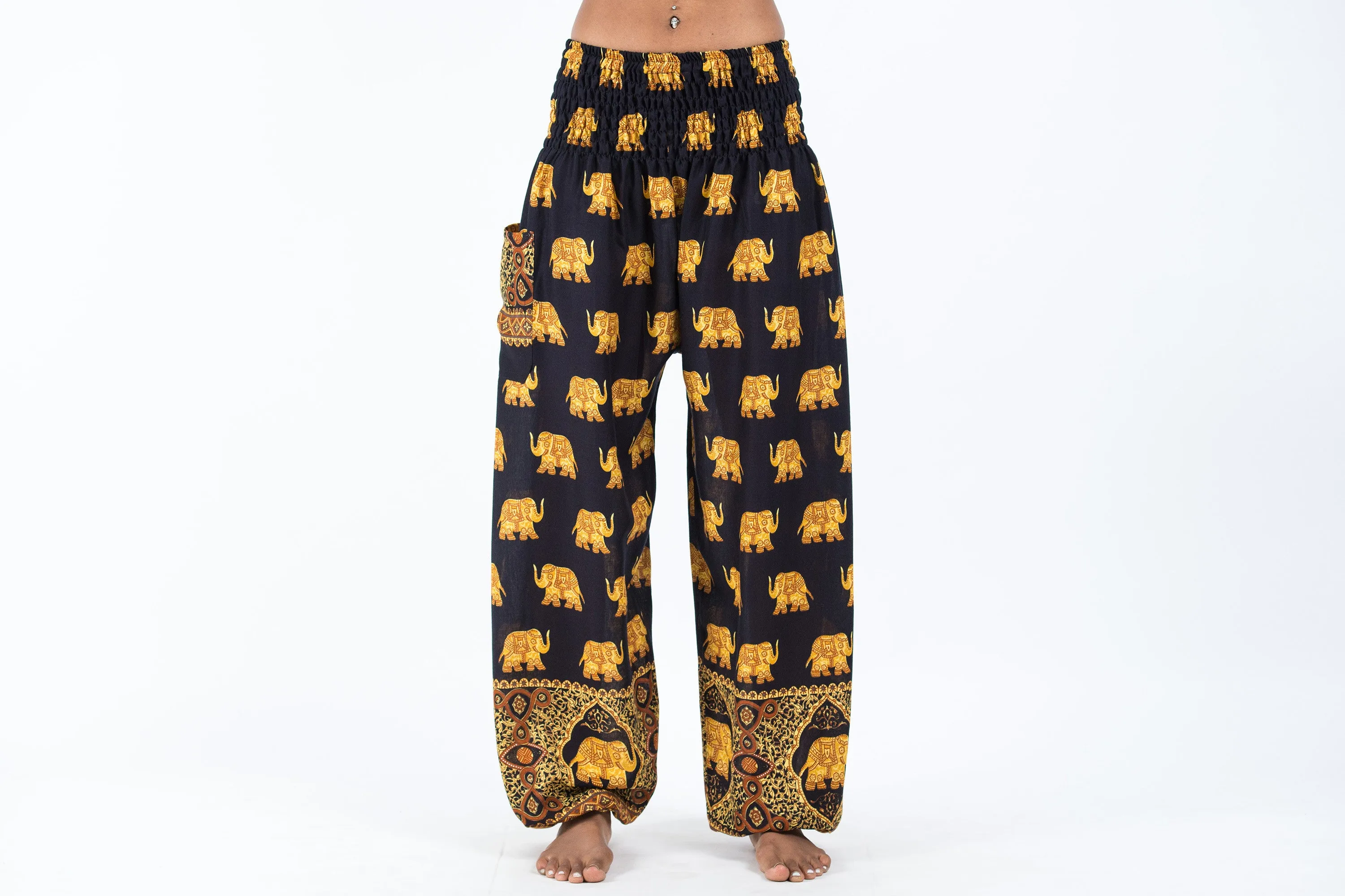 Golden Elephant Women's Elephant Pants in Black