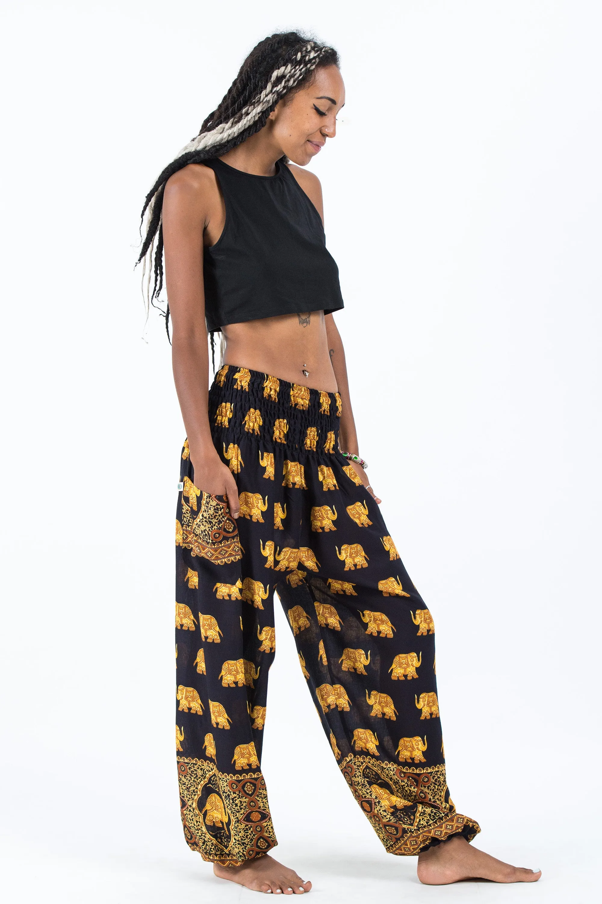 Golden Elephant Women's Elephant Pants in Black
