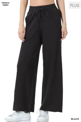 Hi Curvy Plus Size Women French Terry Drawstring Waist Pants