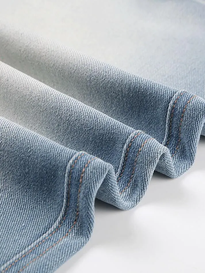 High Waist Washed Loose-Fit Wide-Leg Jeans