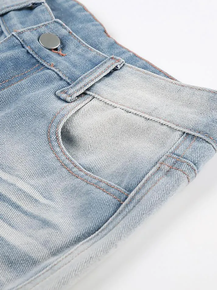 High Waist Washed Loose-Fit Wide-Leg Jeans