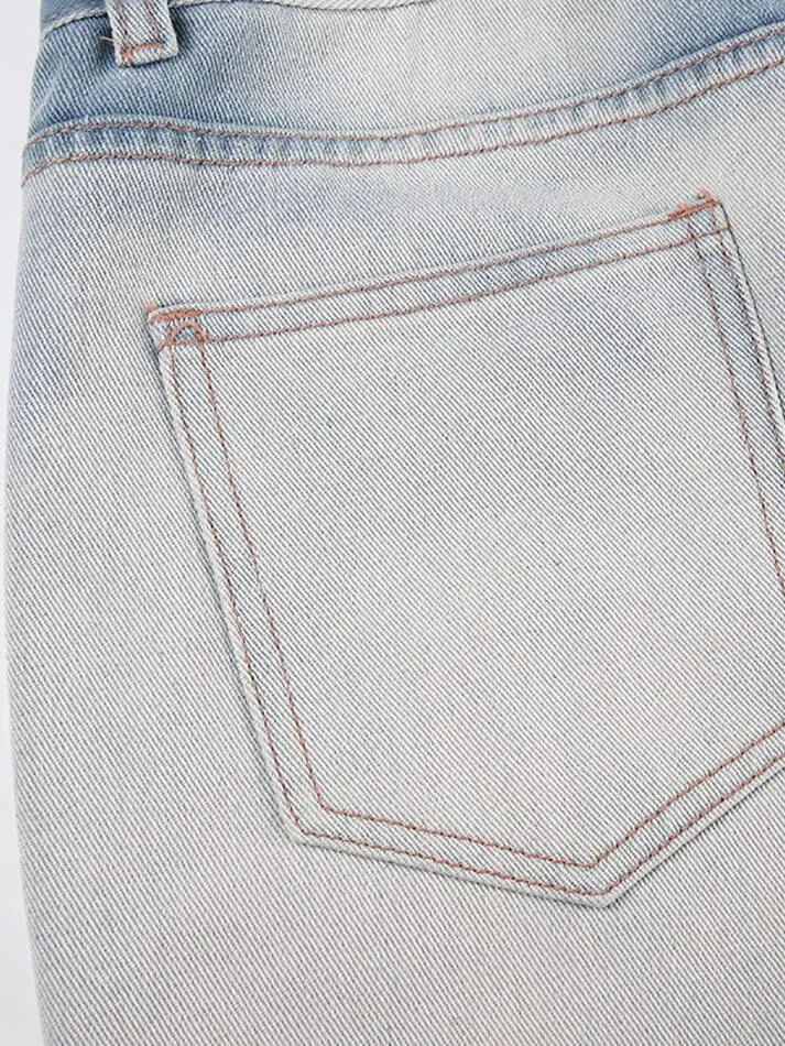 High Waist Washed Loose-Fit Wide-Leg Jeans