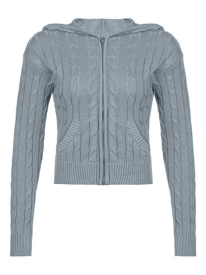 Hooded Cable Knit Cardigan