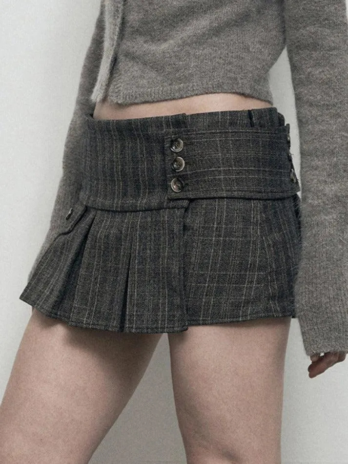 Irregular Hem Slimming Multiple Buttons Mini Skirt