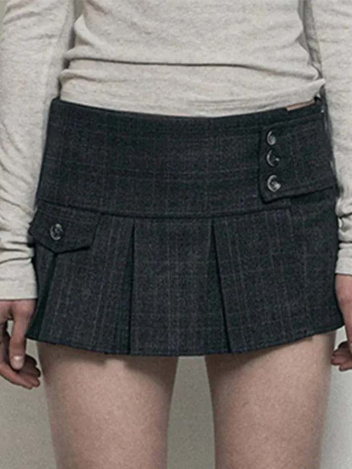 Irregular Hem Slimming Multiple Buttons Mini Skirt