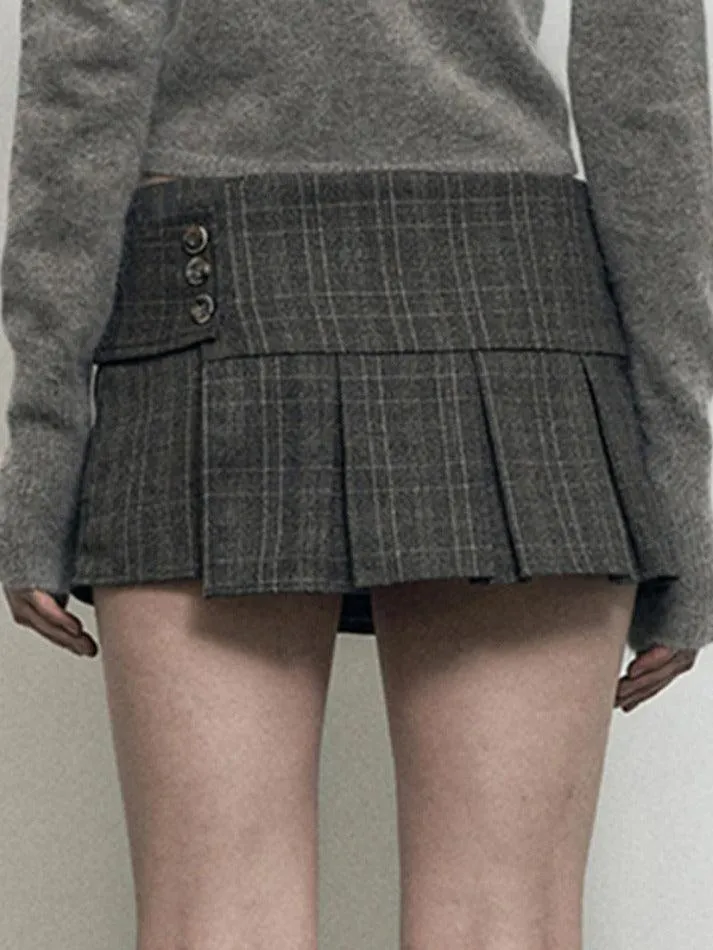 Irregular Hem Slimming Multiple Buttons Mini Skirt