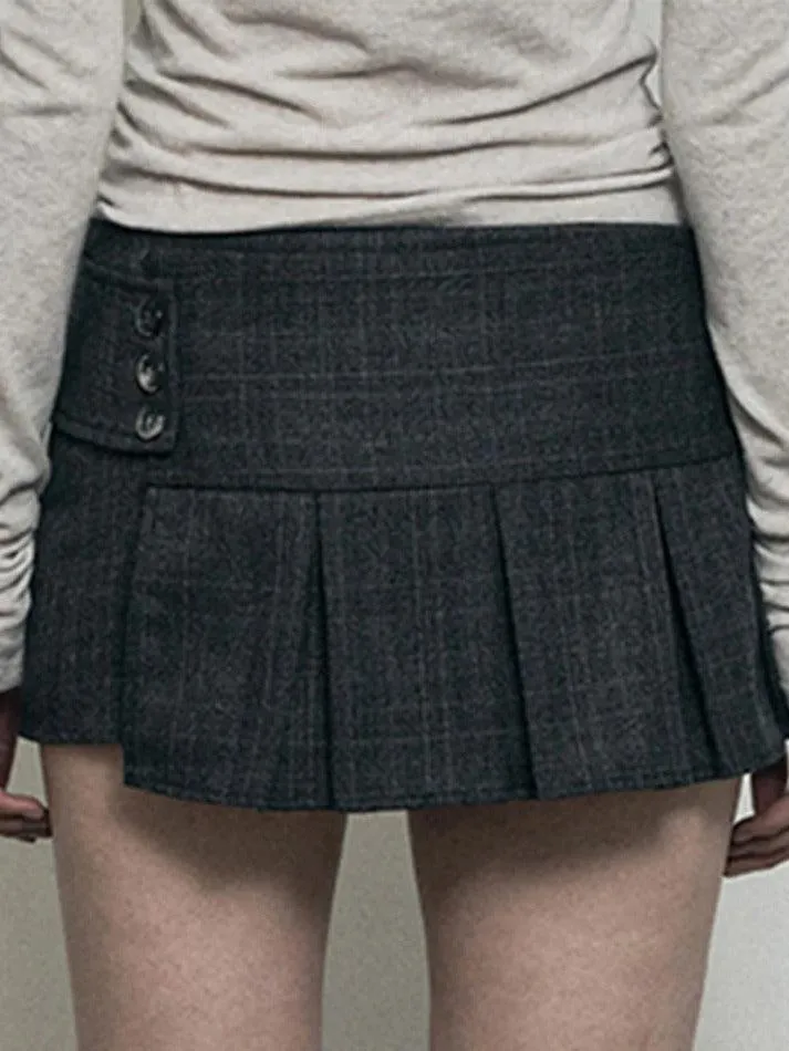 Irregular Hem Slimming Multiple Buttons Mini Skirt