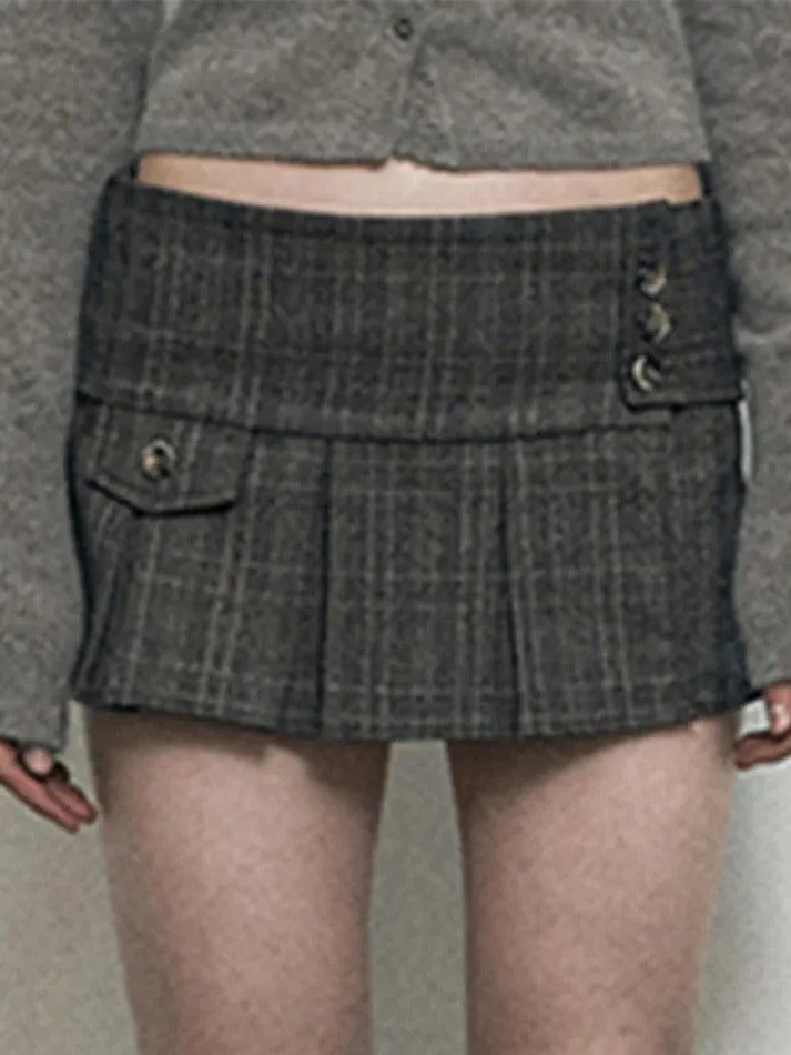 Irregular Hem Slimming Multiple Buttons Mini Skirt