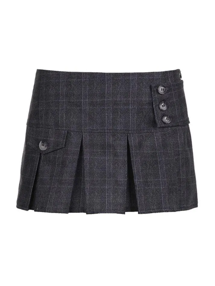 Irregular Hem Slimming Multiple Buttons Mini Skirt