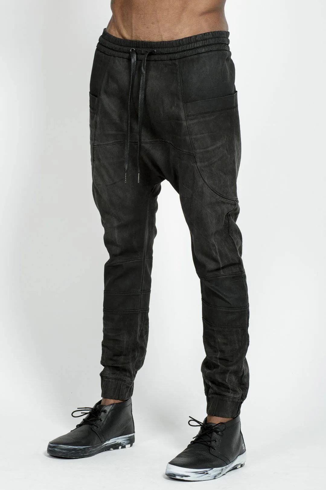 Konus Men's Drop Crotch Sweatpants in Black