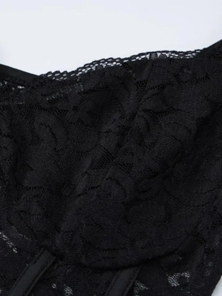 Lace Corset Irregular Hem Cami Mini Dress