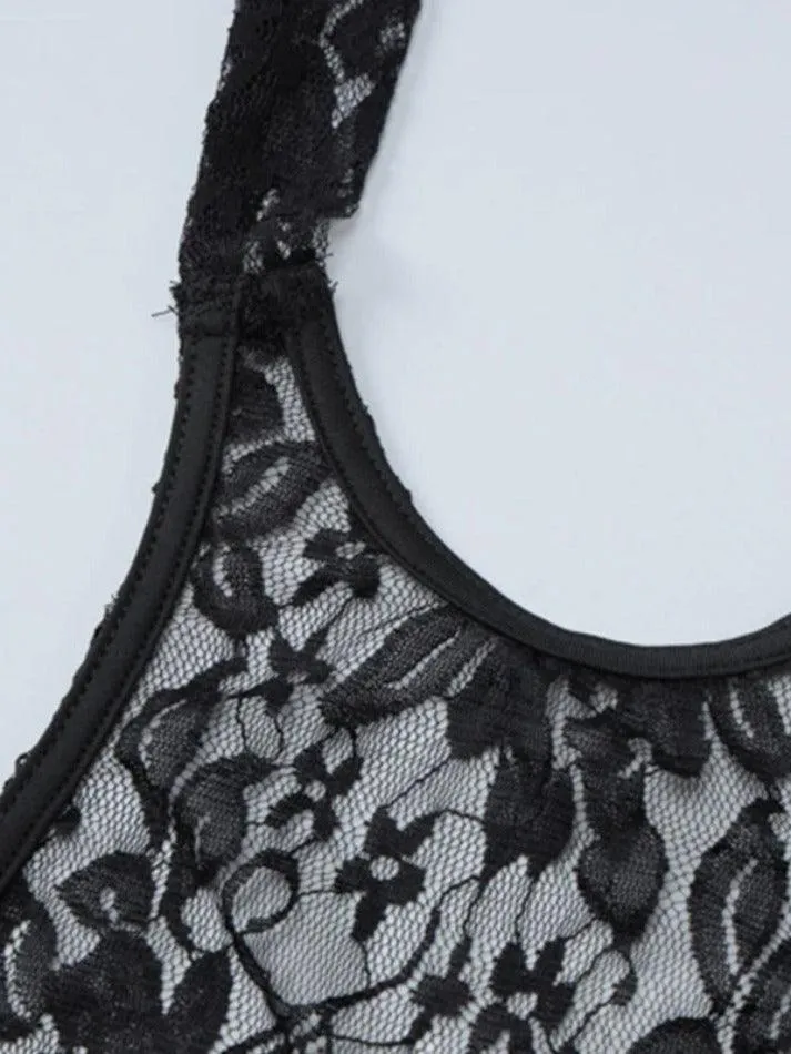 Lace Halter Backless Tie Back Mini Dress