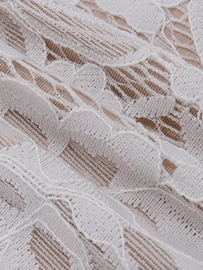 Lace Mesh Corset Bandeau Mini Dress
