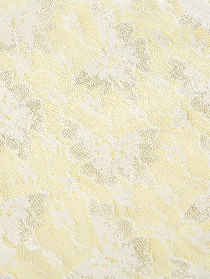 Lace Patchwork Yellow Bow Cami Tank Top