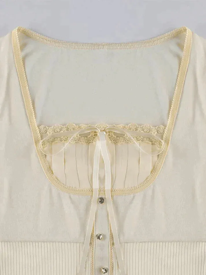 Lace Trim Padded Trendy Ribbed Crop Cami Top
