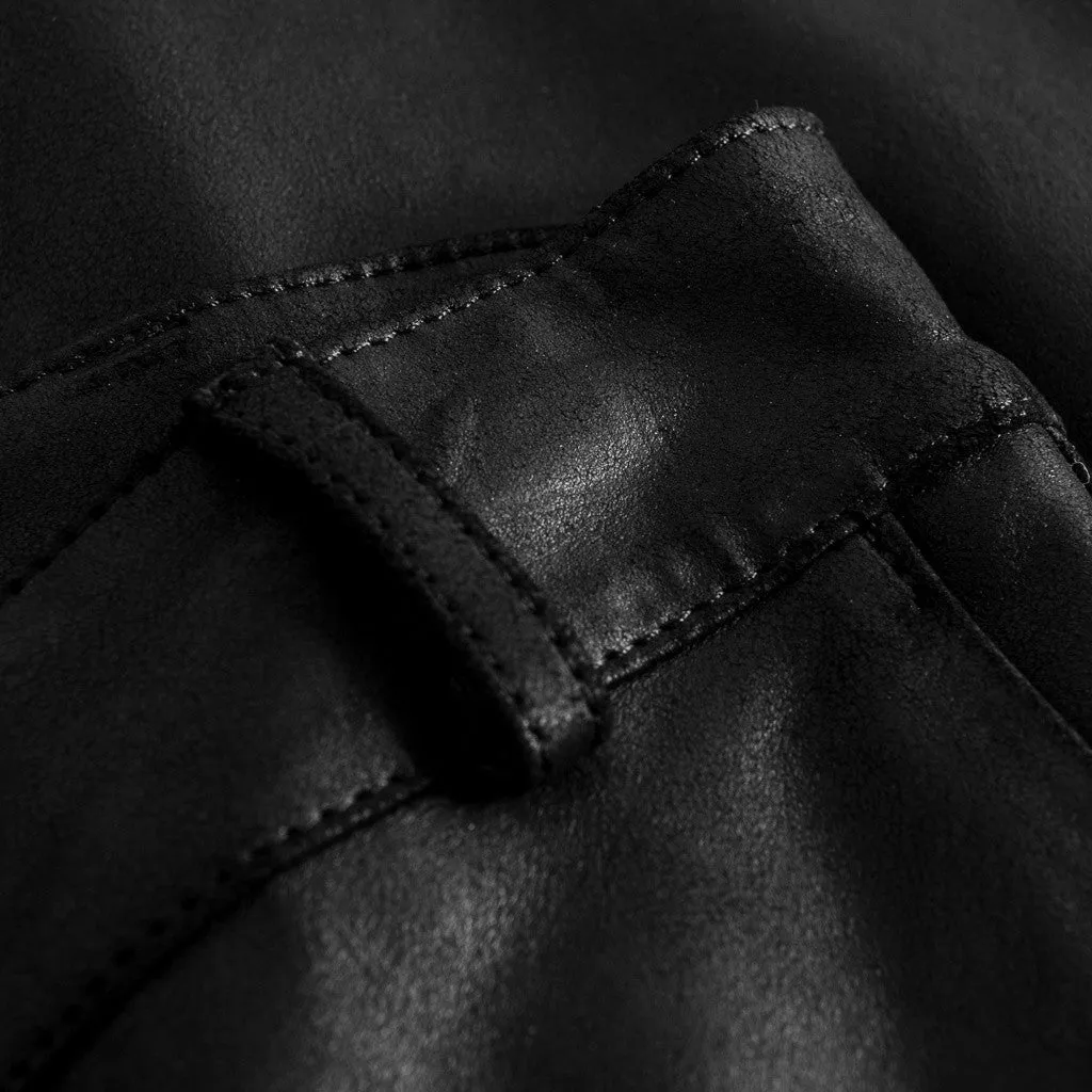 Leather pants with stretch and flare effect / 50226 - Black (Nero)