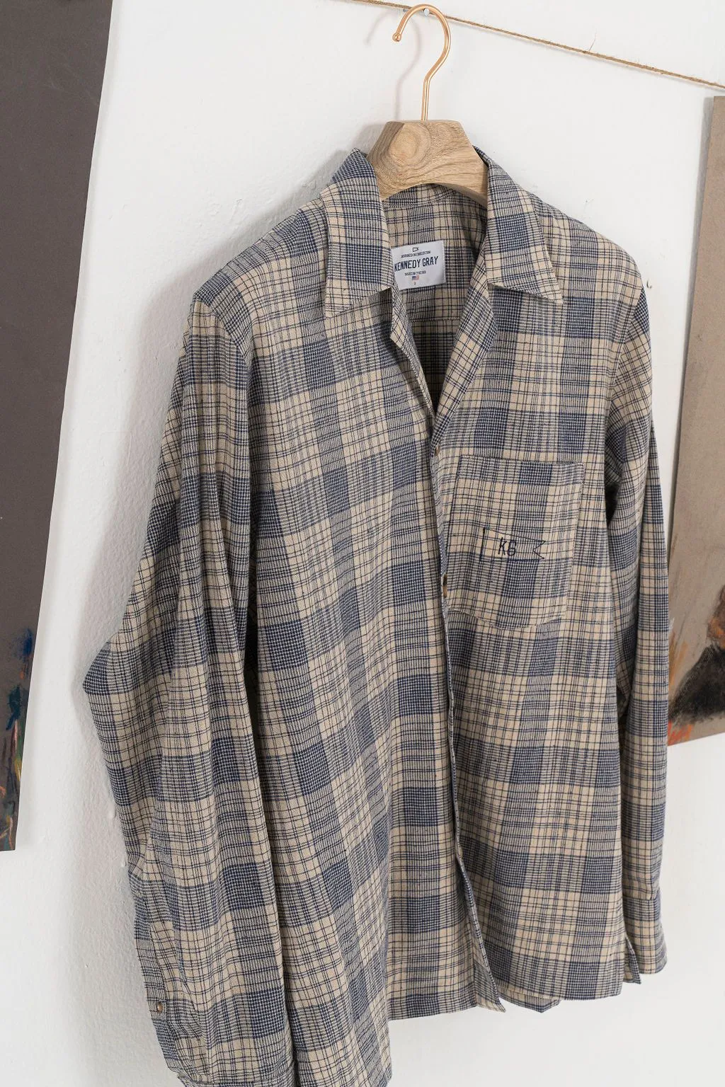 Light Plaid Linen Shirt