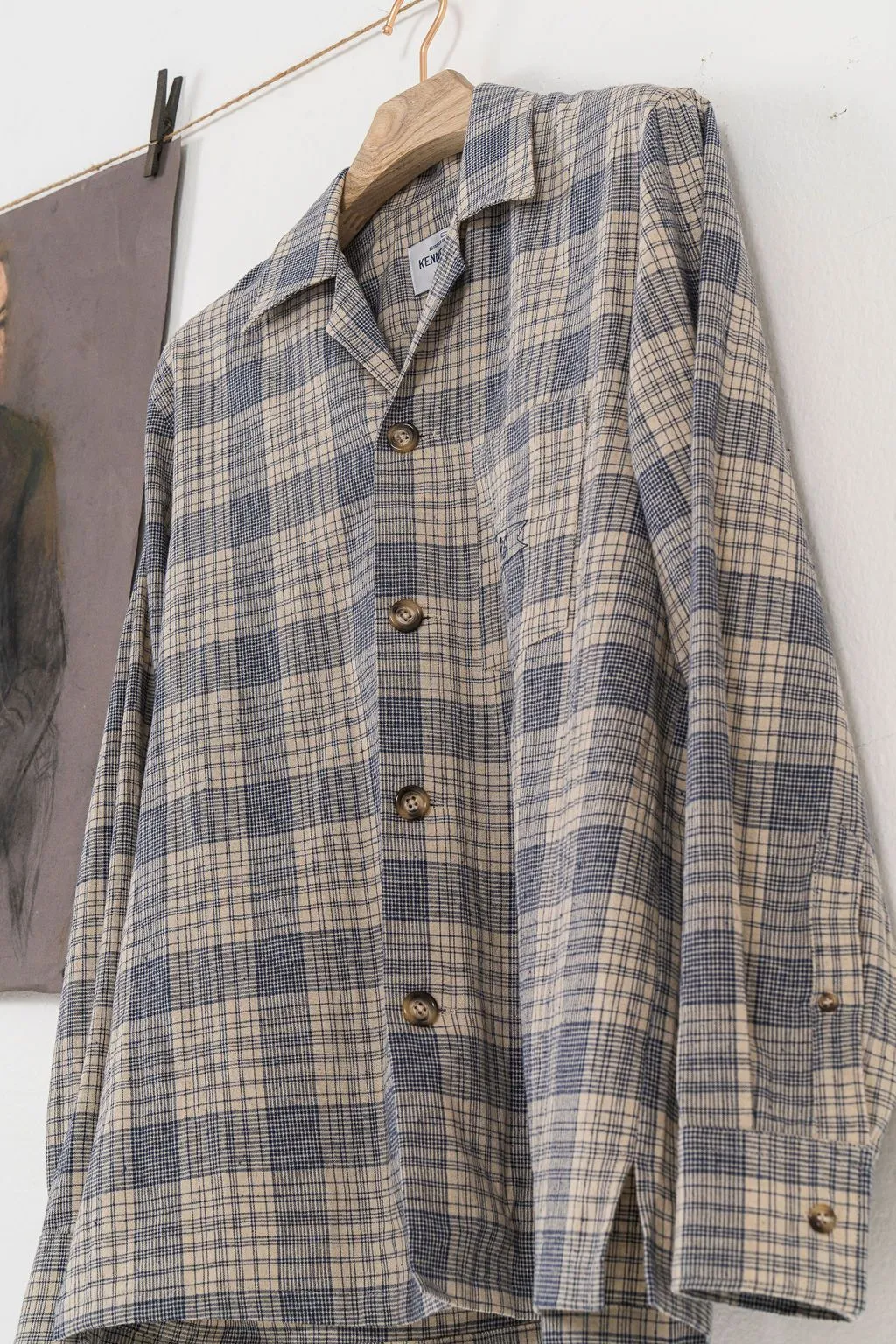 Light Plaid Linen Shirt