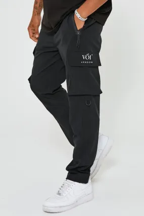 Linton Street Tapered Cargo Woven Pants - Black