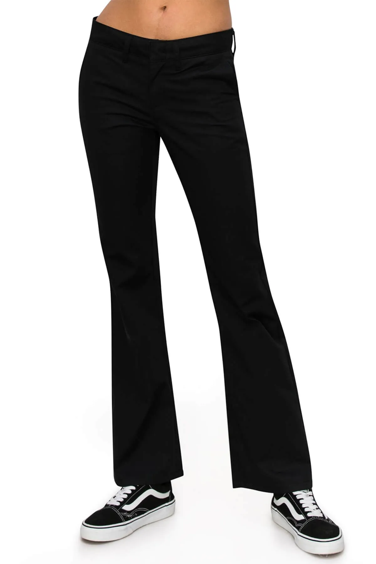 Low Rise Flared Leg Work Pants - Black