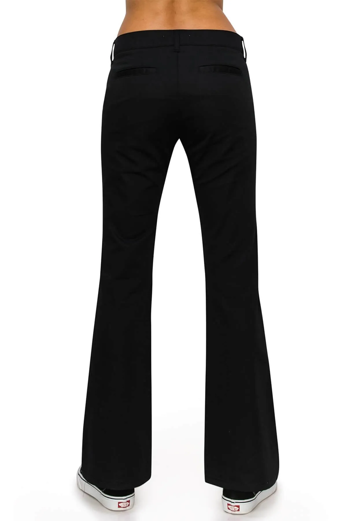 Low Rise Flared Leg Work Pants - Black