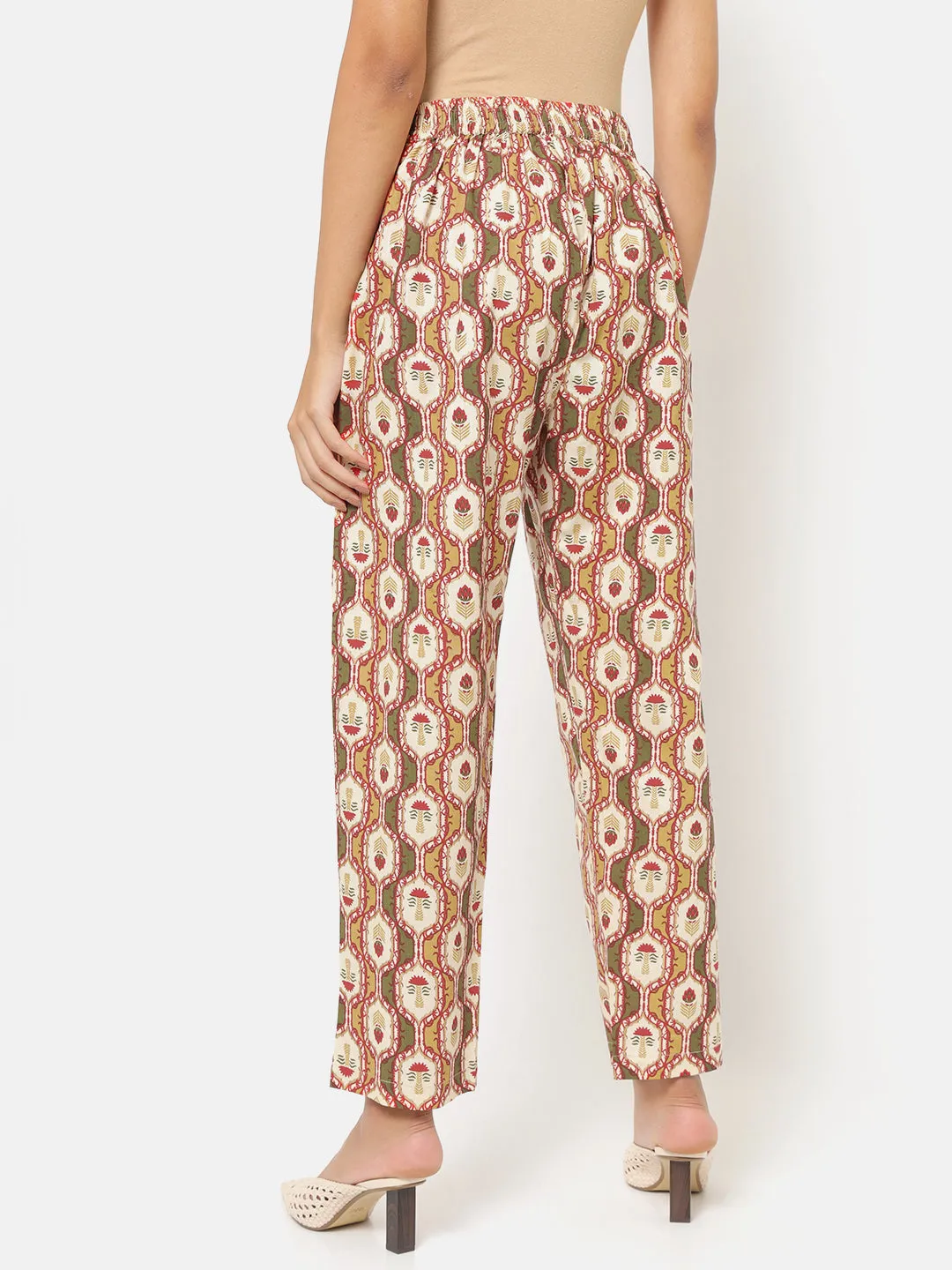 Masakali Olive Floral Printed Pants