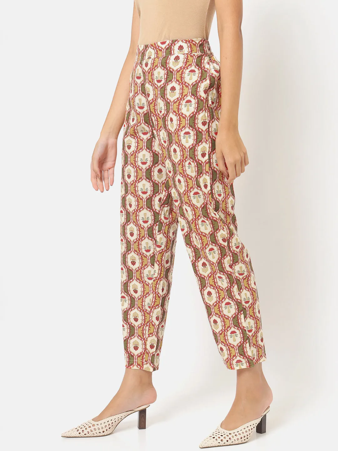 Masakali Olive Floral Printed Pants