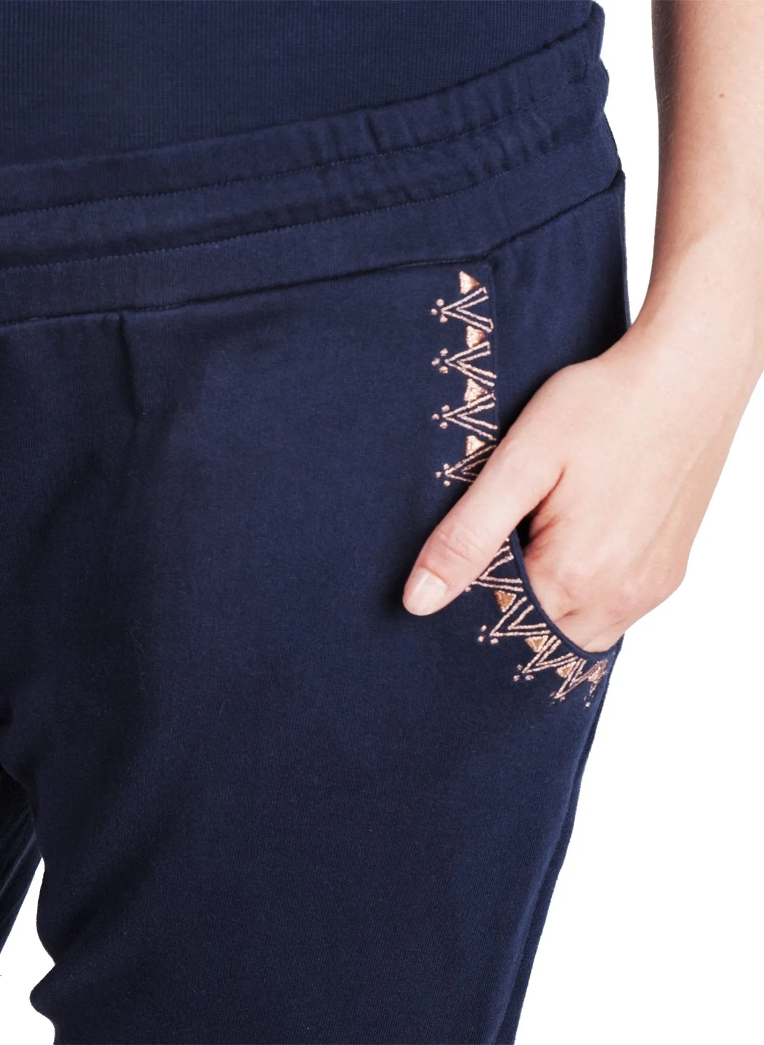 Maternity Embroidered Pants - Navy