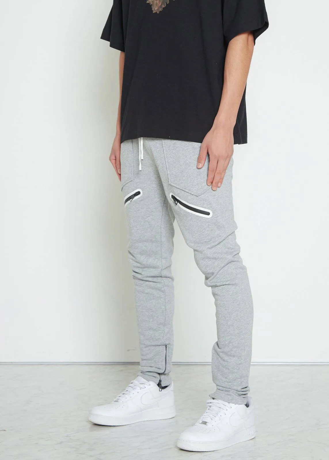 Men's  Zipper Pocket French Terry Sweatpants in Heather Grey