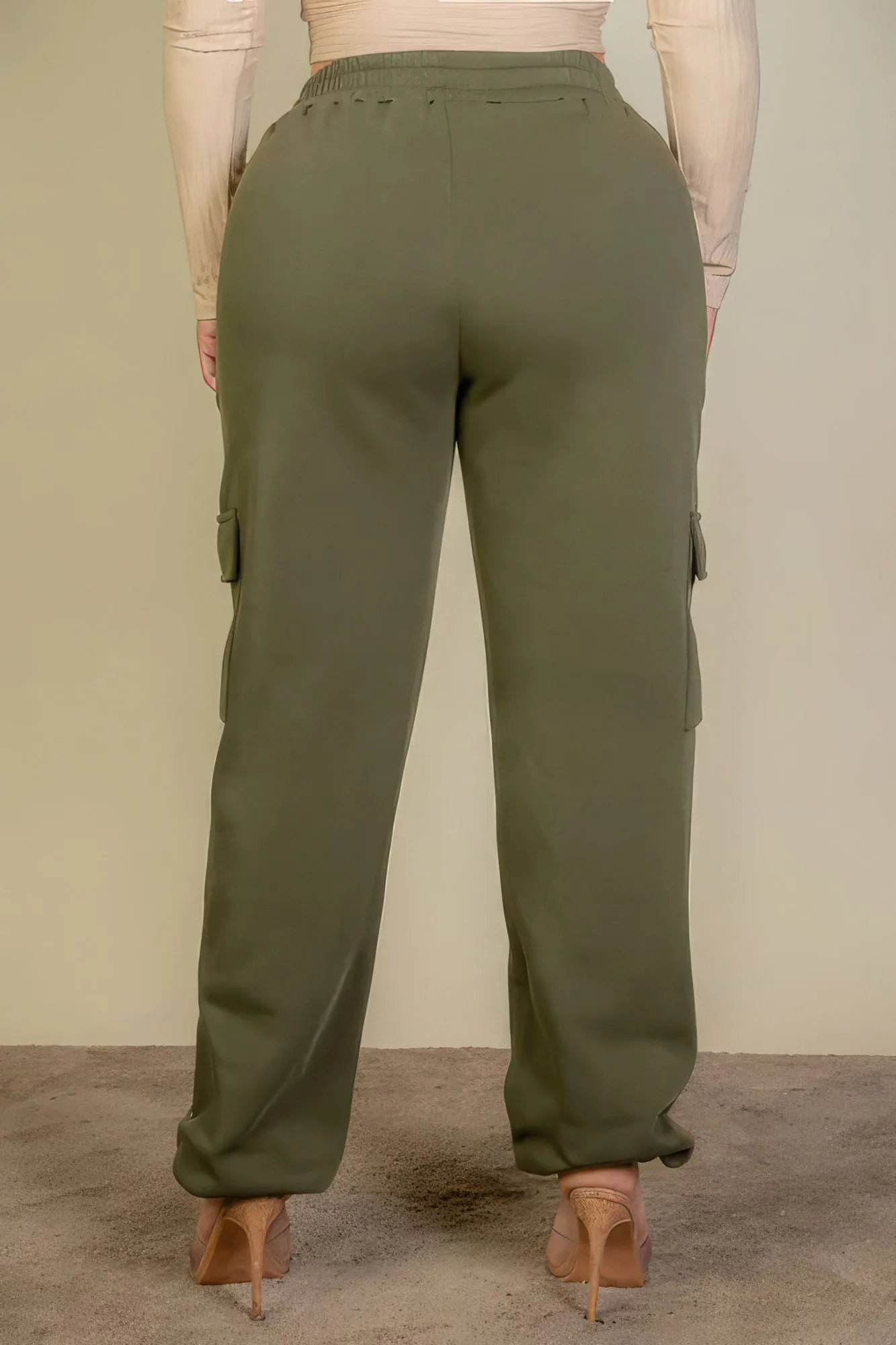 Olive Plus Size Side Pocket Drawstring Waist Sweatpants