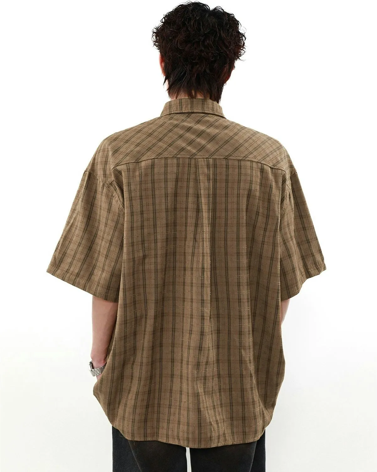 Oversized Plaid Button-Up Shirt