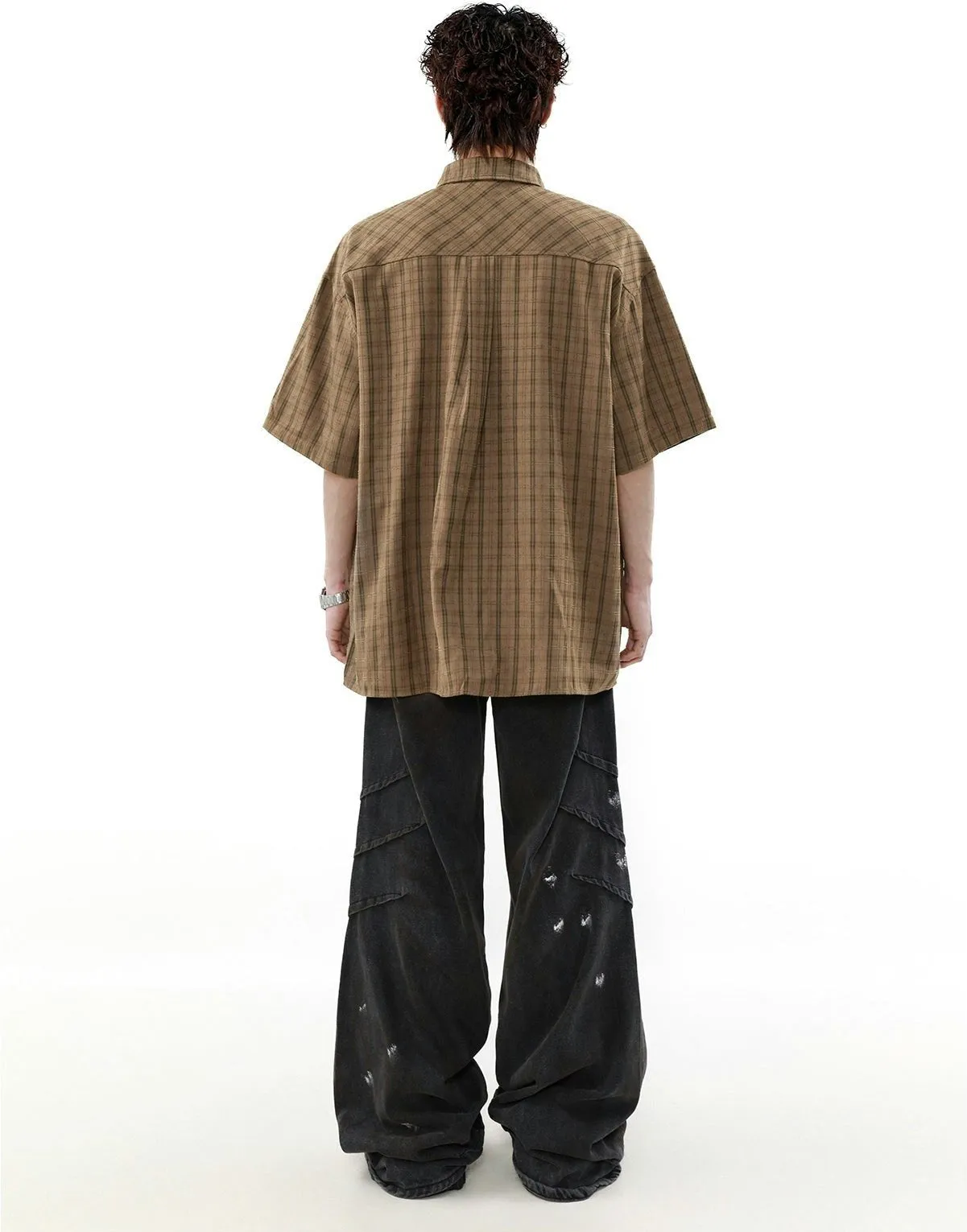 Oversized Plaid Button-Up Shirt