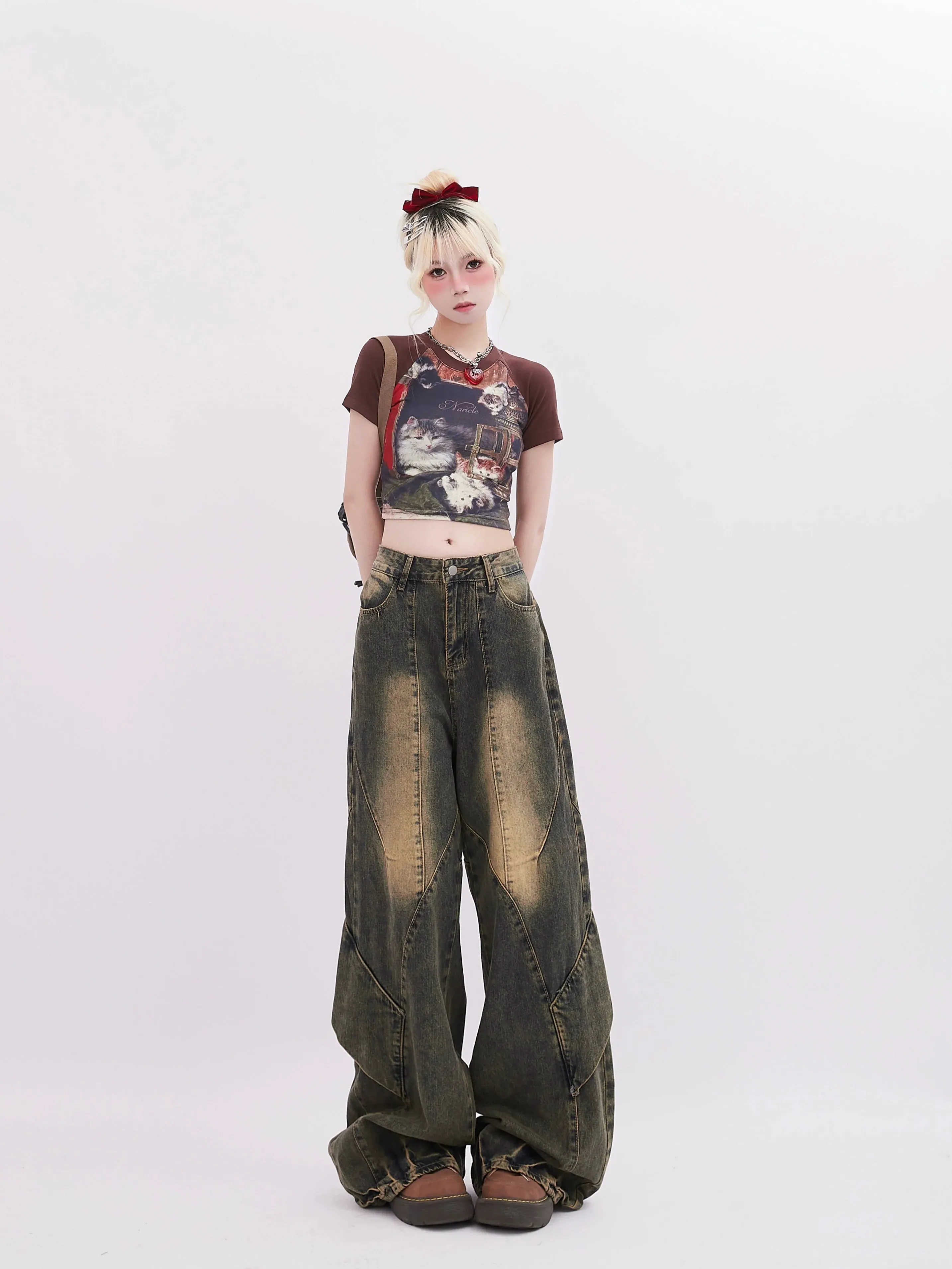 Pants Damaged Osh Wide-Loose Denim