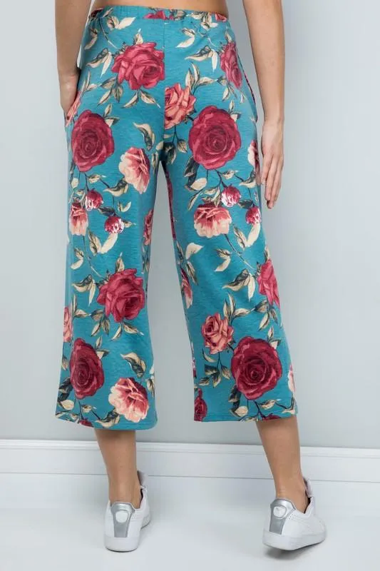 Pre-Order Floral Wide-Leg Cropped Pants