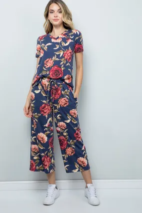 Pre-Order Floral Wide-Leg Cropped Pants