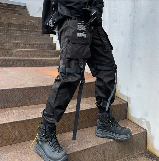 Spring new men dark China loose casual overalls Youth ins fried street bound functional pants