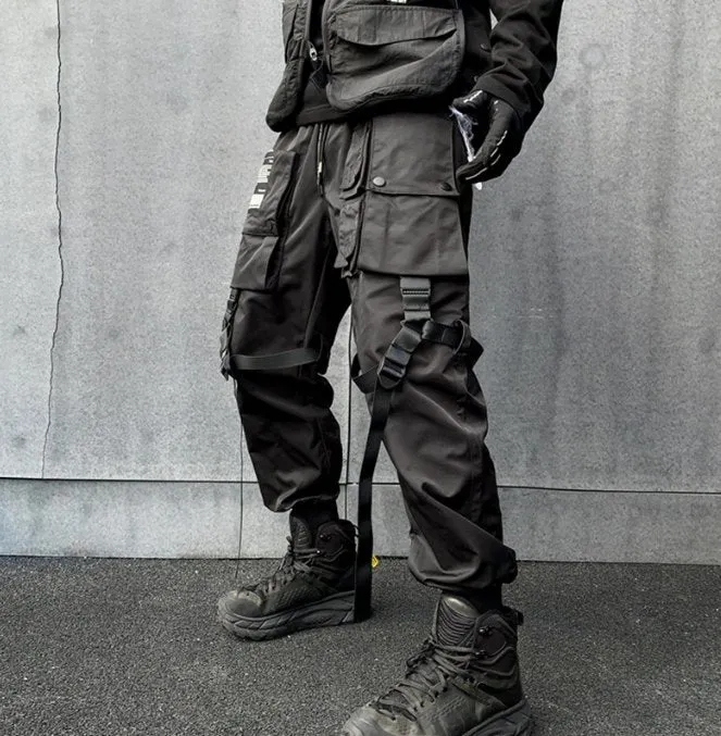 Spring new men dark China loose casual overalls Youth ins fried street bound functional pants