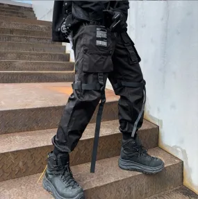 Spring new men dark China loose casual overalls Youth ins fried street bound functional pants