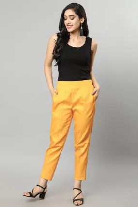 Straight Fit Mustard Drainpipe Pants