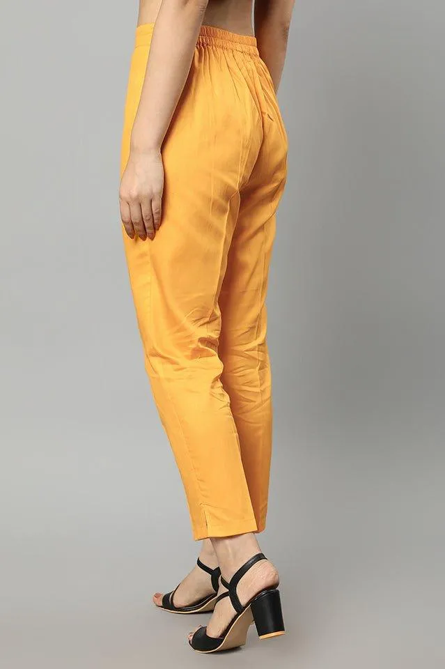 Straight Fit Mustard Drainpipe Pants