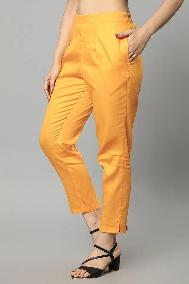 Straight Fit Mustard Drainpipe Pants