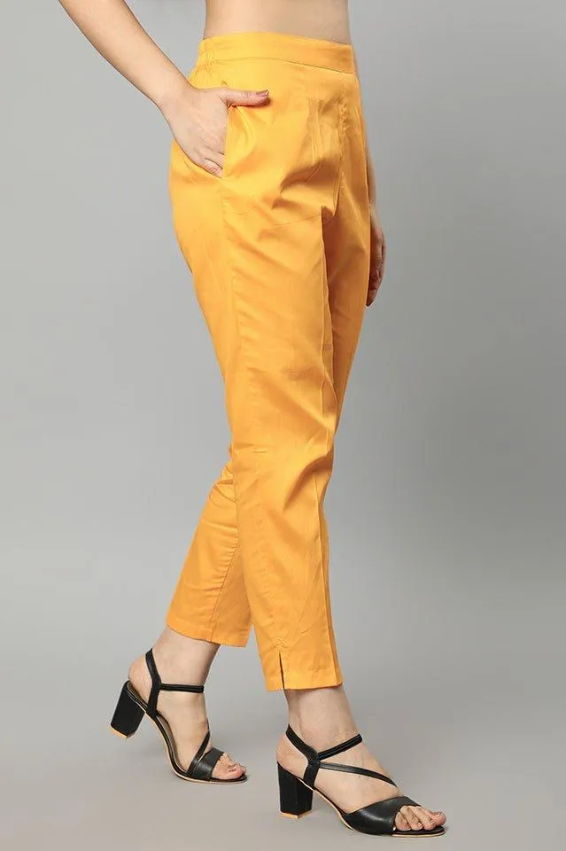 Straight Fit Mustard Drainpipe Pants