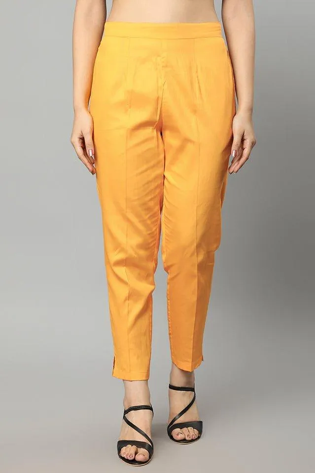 Straight Fit Mustard Drainpipe Pants