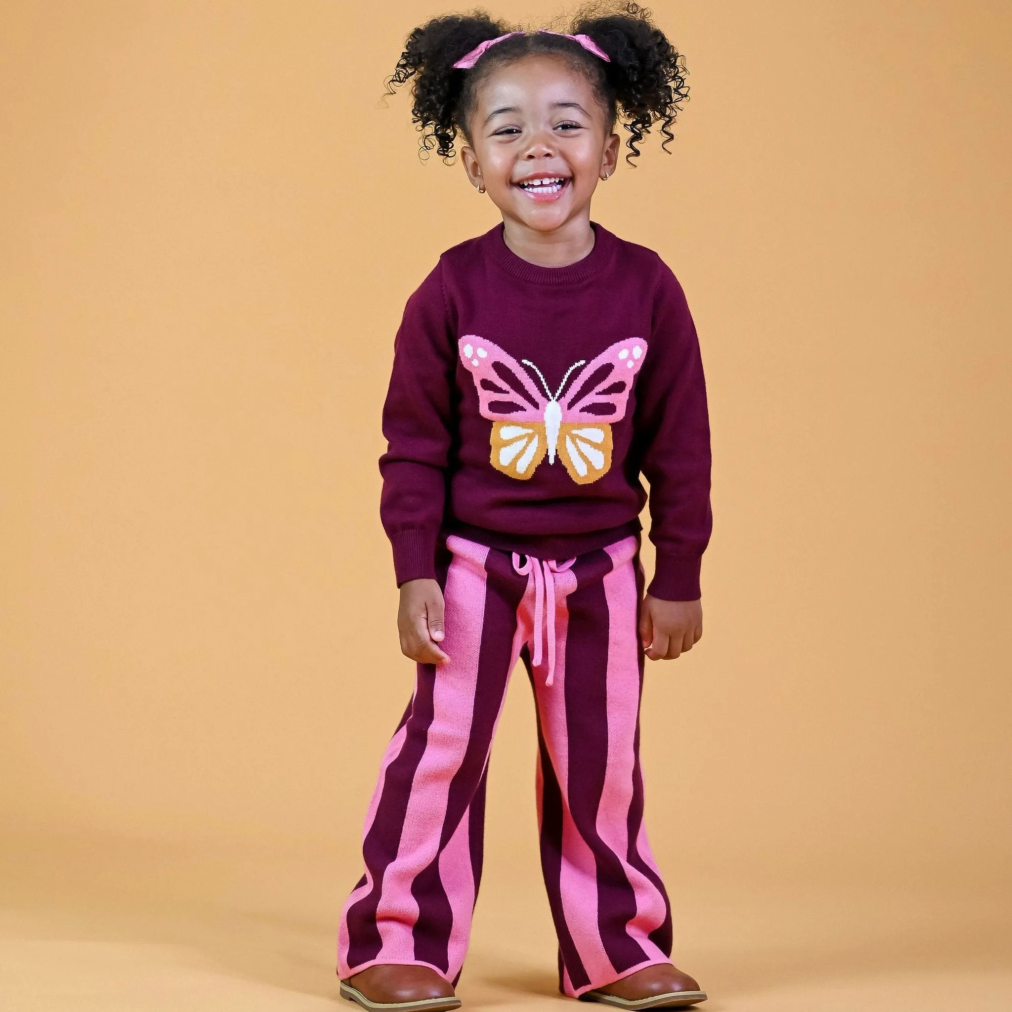 Sweater Pants - Burgundy/Pink Stripe