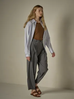 Three-Tuck Round Pants - Charcoal